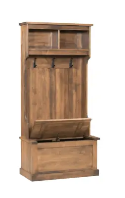 FS-1021 SUPERIOR HALL SEAT - 42W x 19D x 76H - 2 DRAWERS, 2 CUBBIES, FC 48015 SANDSTONE